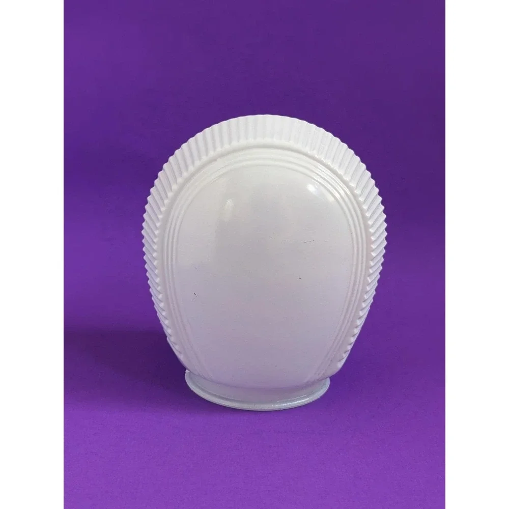 Vintage Art Deco White & Clear Glass Ribbed Ceiling‎ Porch Light Shade Sunburst